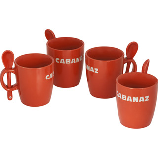 Cabanaz Tasse mit Lffel Rot (4er Set)